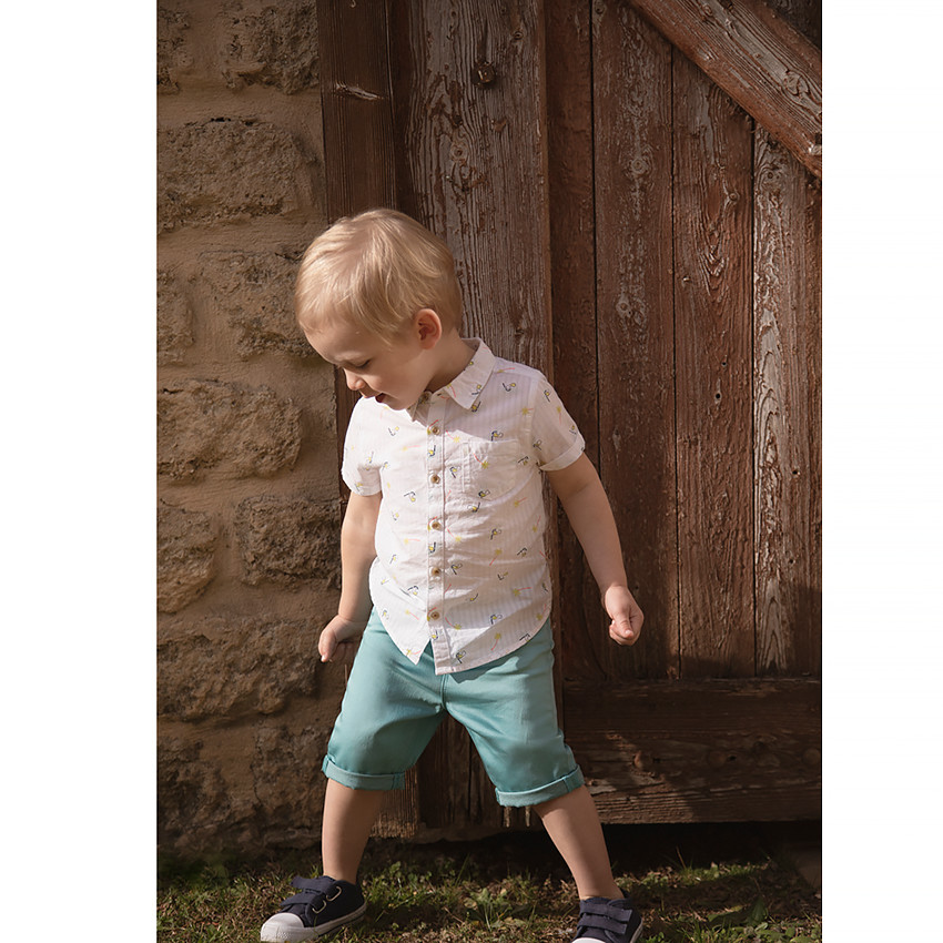 Chemise manches courtes imprimé masques/palmiers pour bébé garçon 