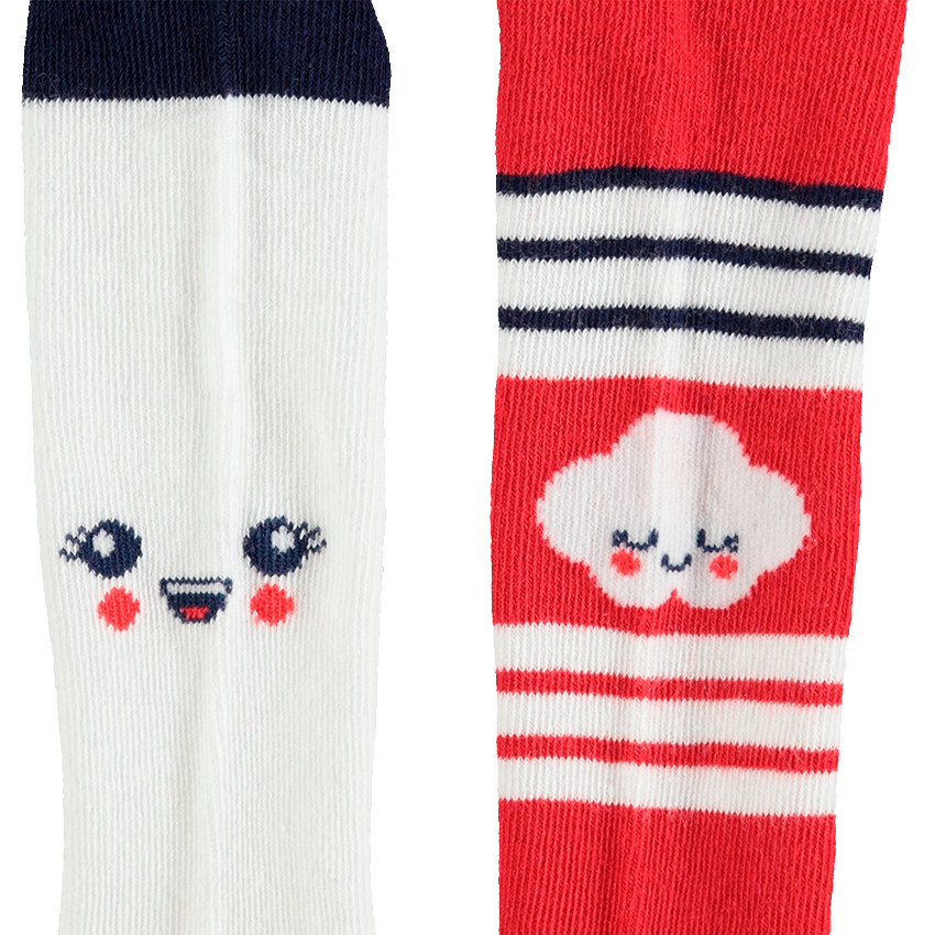 Σετ με 2 χοντρά καλσόν με ζακάρ μοτίβα σε στυλ μάνγκα 