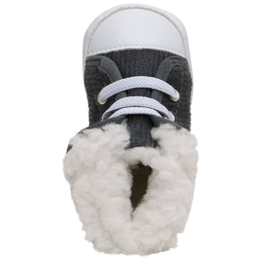 Πάνινα κοτλέ παπούτσια με ρεβέρ από συνθετική γούνα  