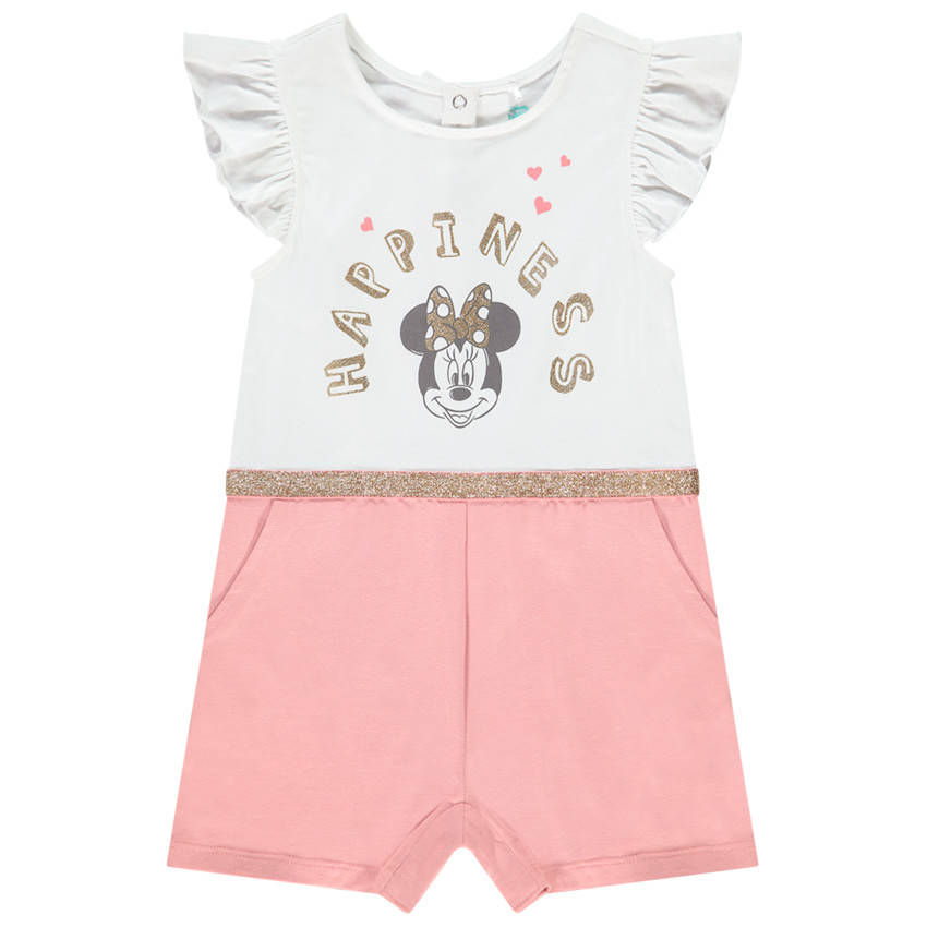 Combishort bicolore en maille print Minnie Disney pour bébé fille 