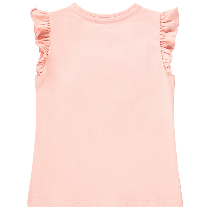 T-shirt κοντομάνικο με βολάν με σχέδια ανάγλυφα για κορίτσι 