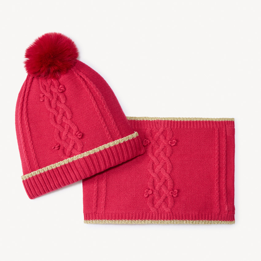 Set bonnet + snood en tricot torsadé pour fille 