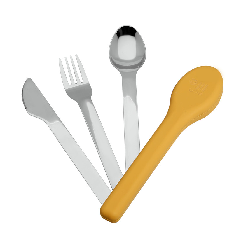 Μαχαιροπίρουνα Σετ Μαχαίρι/Πιρούνι/Κουτάλι Σε Θήκη Σιλικόνης Dusty Κίτρινο 