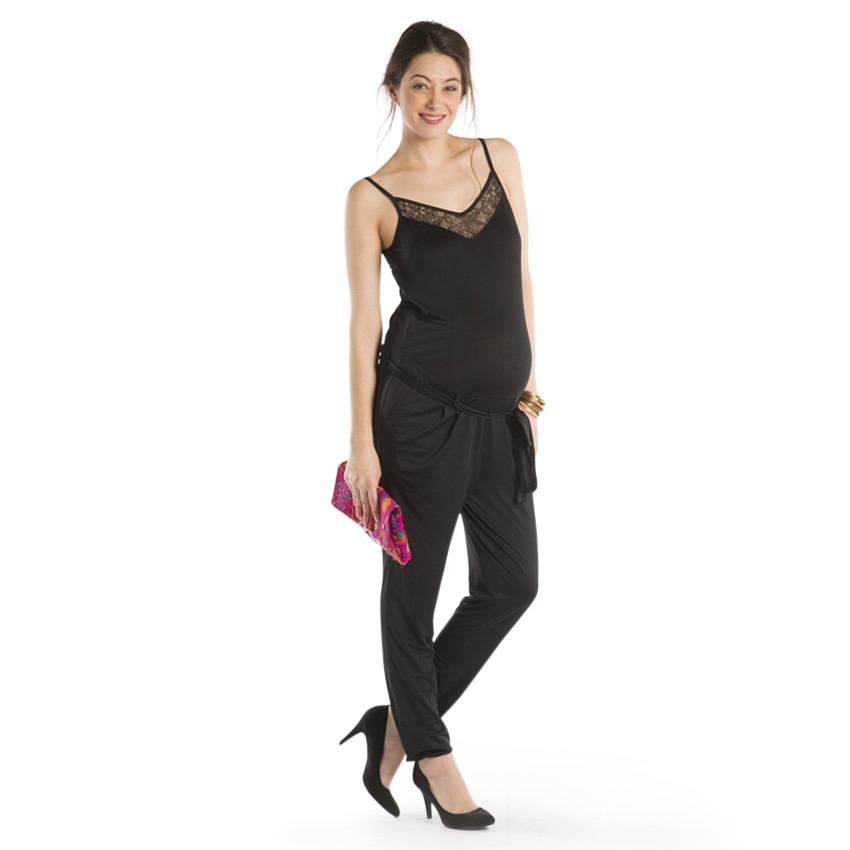 Combinaison de grossesse avec empiècement dentelle  