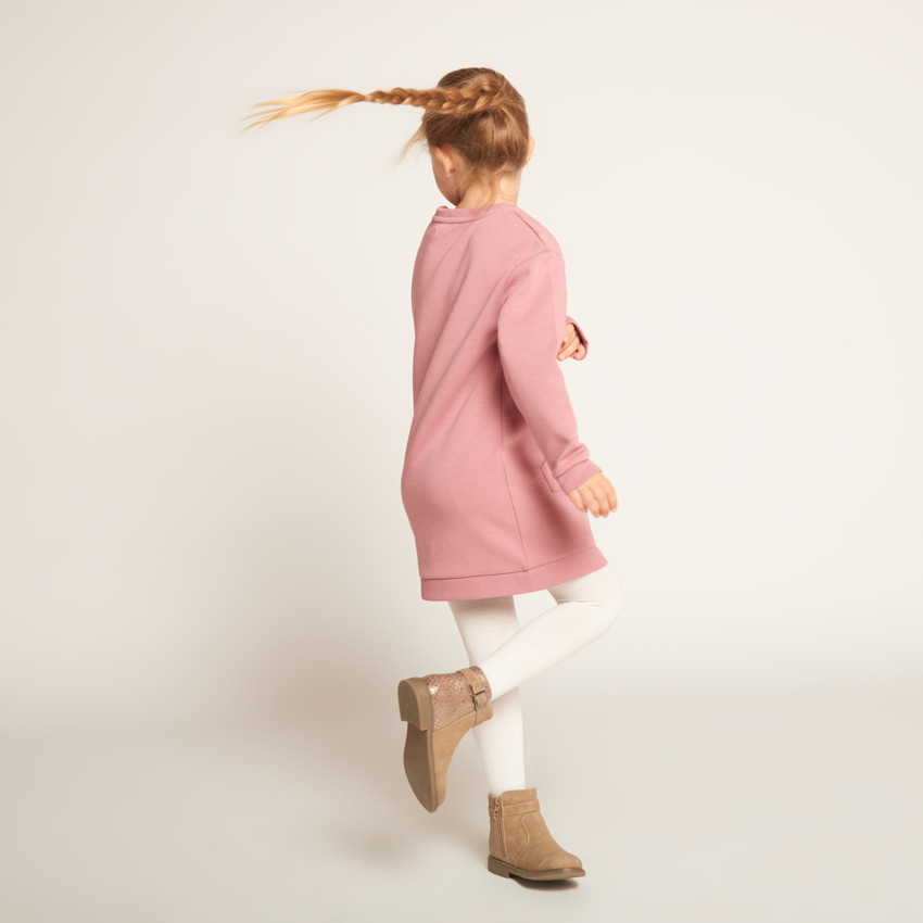 Φόρεμα φούτερ molleton με τσέπη kangourou για κορίτσι 