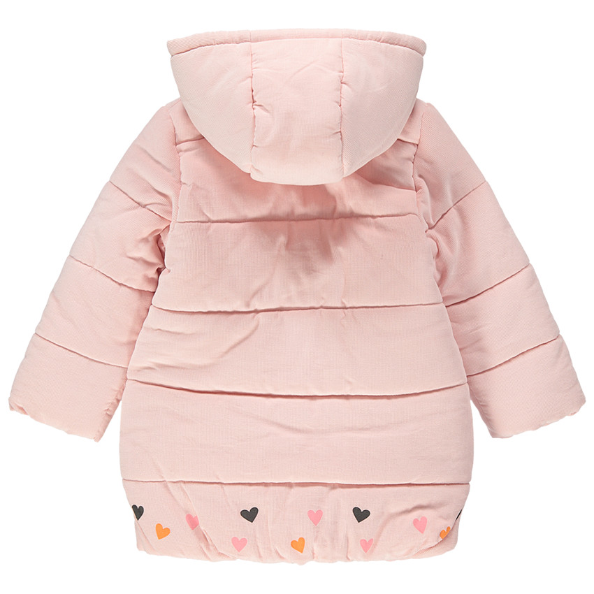 Καπιτονέ μπουφάν από βελούδο κοτλέ με επένδυση sherpa και τυπωμένες καρδιές 