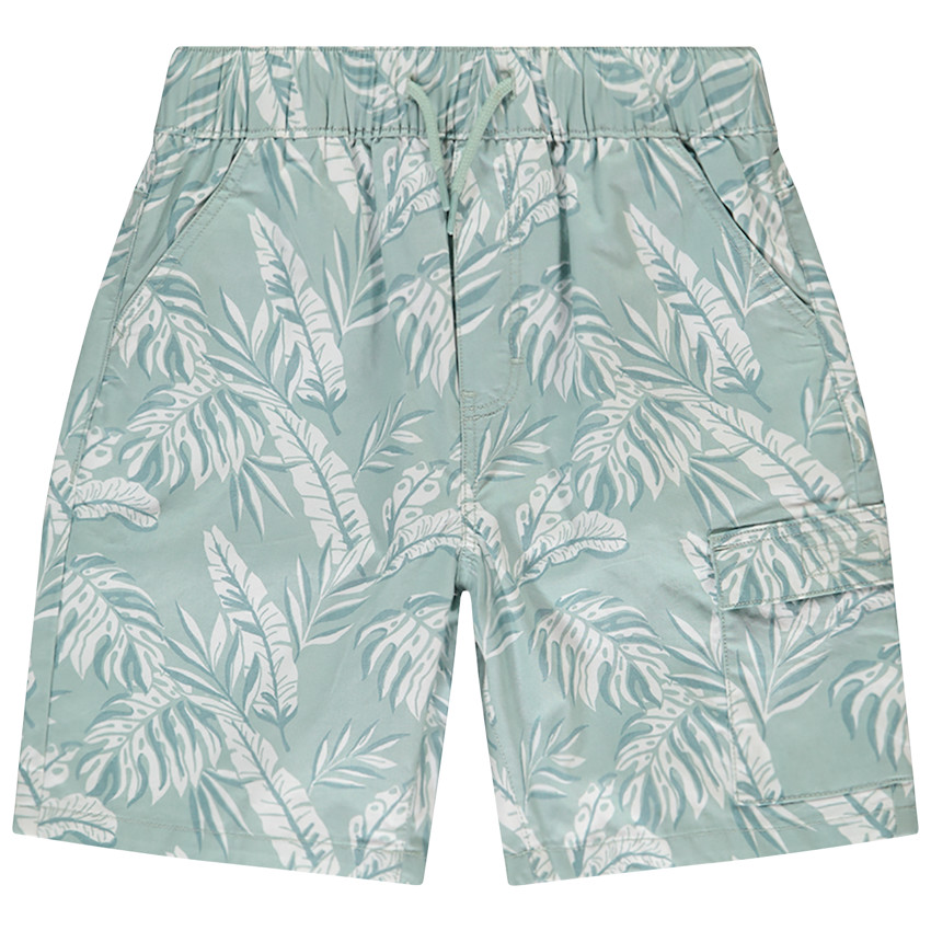 Βερμούδα πάνινη τιρκουάζ με εξωτικό σχέδιο για αγόρι 