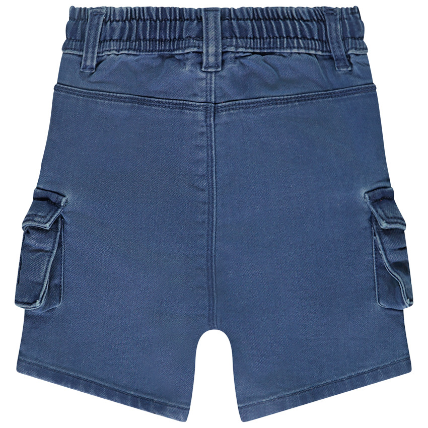 Βερμούδα από μονόχρωμο denim με cargo τσέπες για bebe αγόρι 