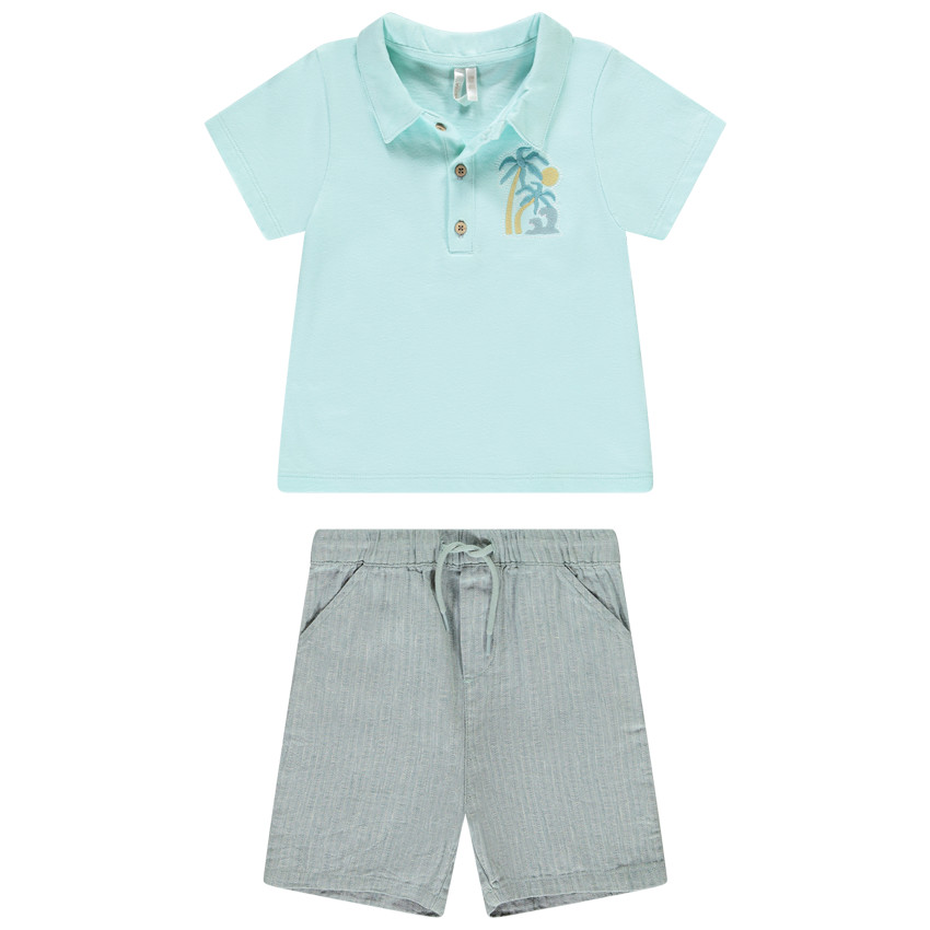 Σετ 2 τμχ. με φαντεζί βερμούδα για bebe αγόρι 