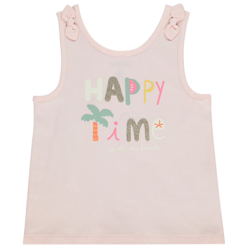 Αμάνικο μπλουζάκι με φιόγκους print φαντεζί για bebe κορίτσι 