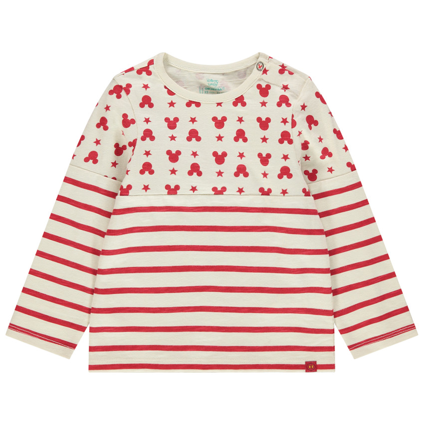 T-shirt μακρυμάνικο με οργανικό βαμβάκι ριγέ Mickey Disney 