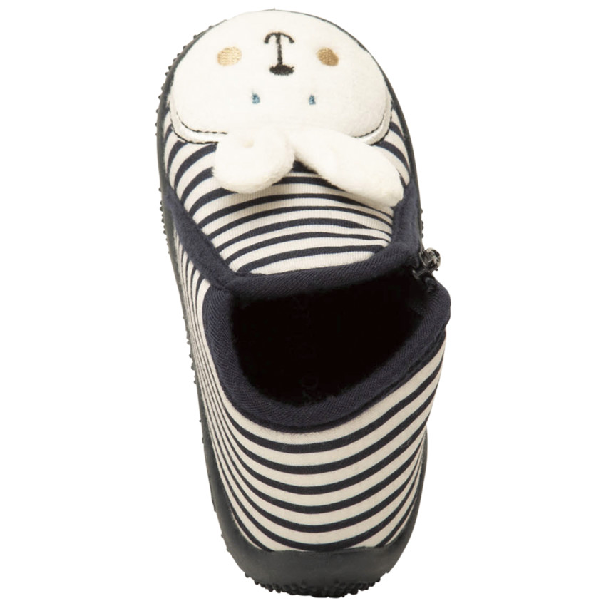 Παντοφλάκια σε μορφή μποτάκια ριγέ με patch λαγουδάκι για bebe 