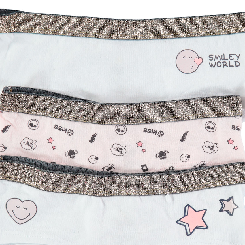 Σετ με 3 βαμβακερά βρακάκια-σορτσάκια με στάμπα Smiley 