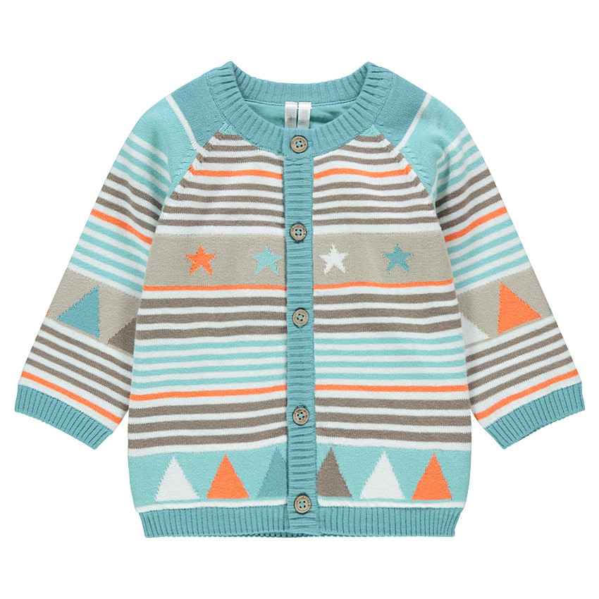 Πλεκτή ζακέτα με ζακάρ μοτίβα και ζέρσεϊ επένδυση 