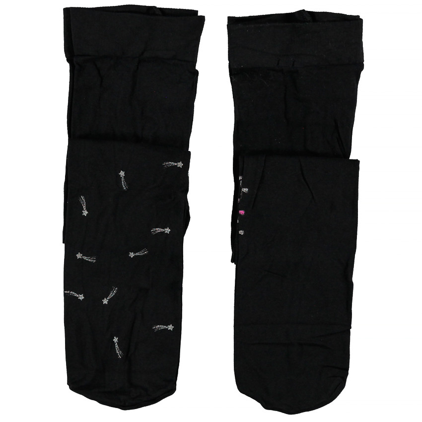 Lot de 2 collants fins imprimé etoiles/noeuds 