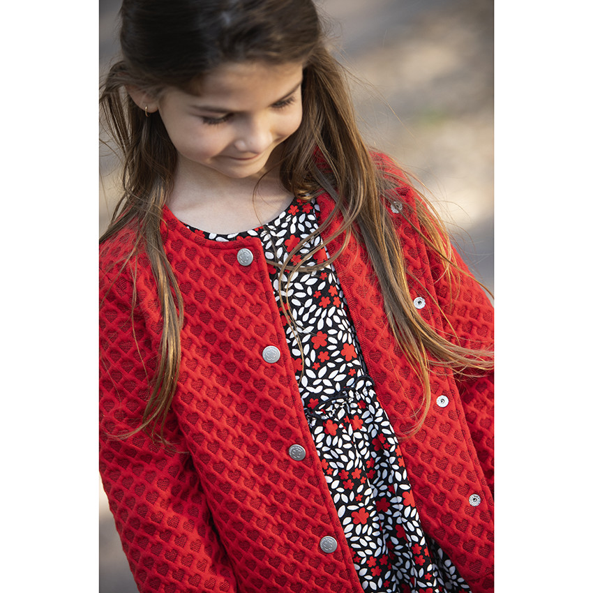 Ζακέτα molleton κόκκινη με καρδιές jacquard 