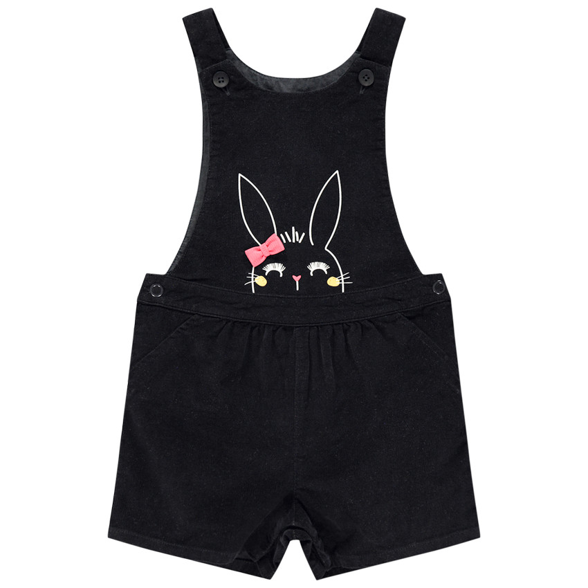 Salopette courte en velours motif lapin 