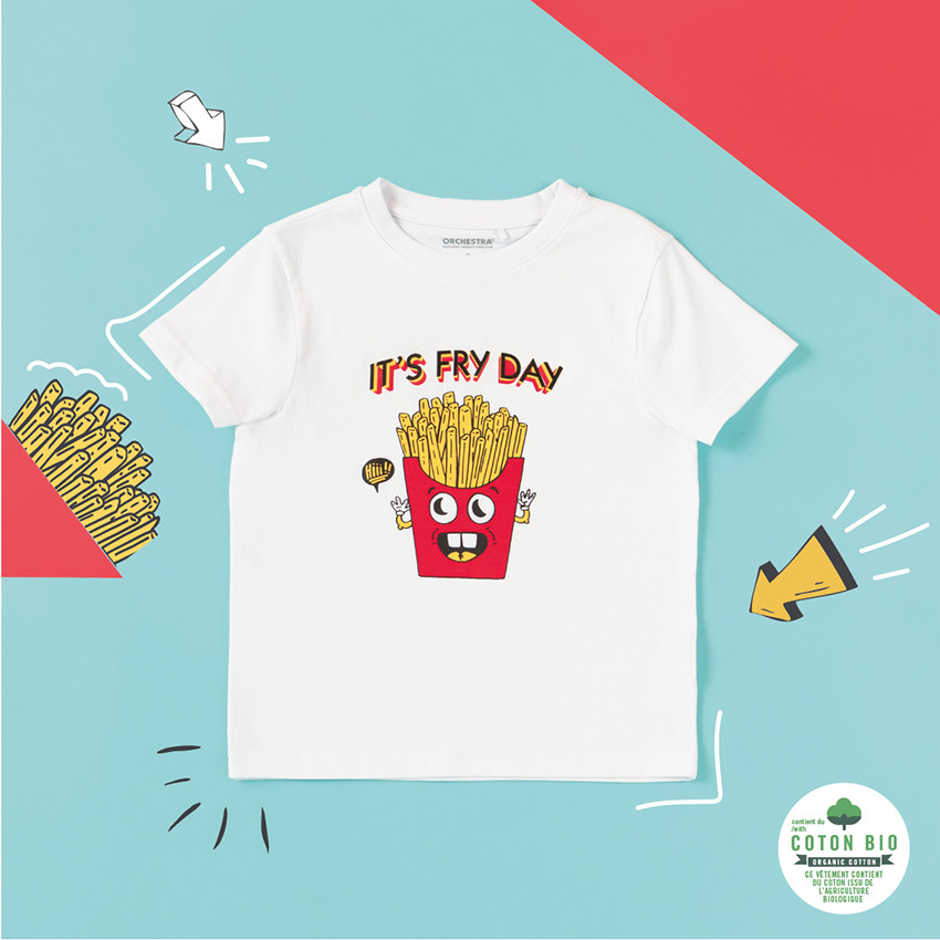 Κοντομάνικη μπλούζα από βιολογικό βαμβάκι με στάμπα τηγανητές πατάτες 