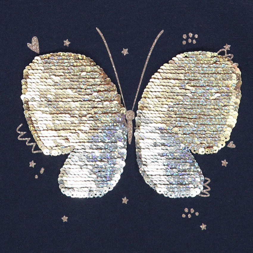 T-shirt manches longues avec print et sequins magiques pour fille Main T-shirt manches longues avec print et sequins magiques pour fille