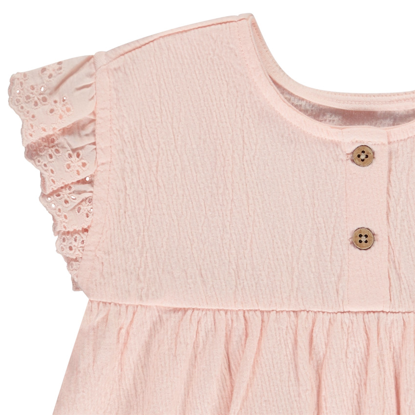 Τουνίκ με κοντά μανίκια, κεντημένα, σε εφέ τσαλακωμένο για μωρό κορίτσι 