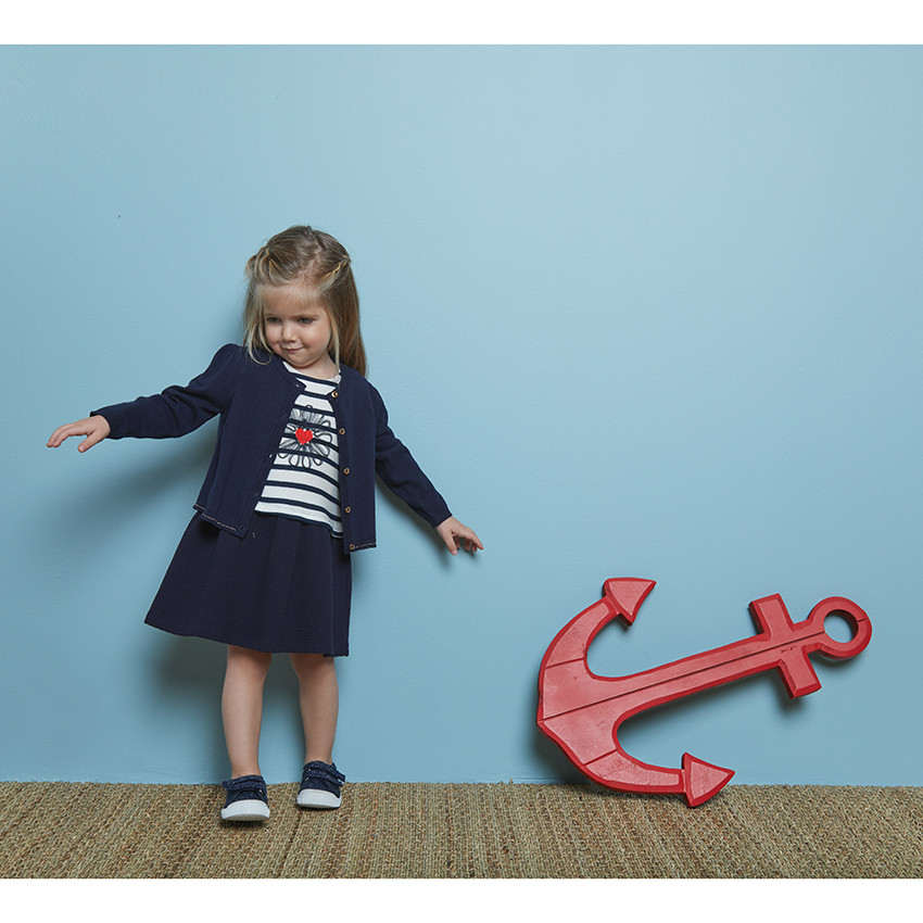 Φόρεμα πλεκτό effet 2-σε-1 κοντομάνικο για bebe κορίτσι 