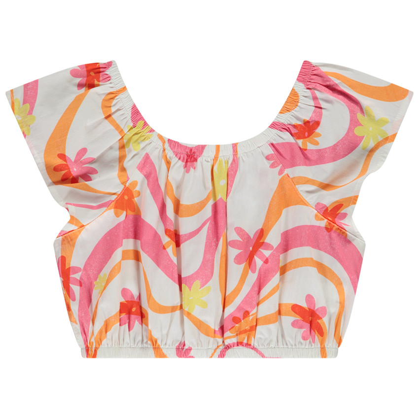 Τοπ με ελαστική λαιμόκοψη και φαντεζί σχέδιο για κορίτσι 
