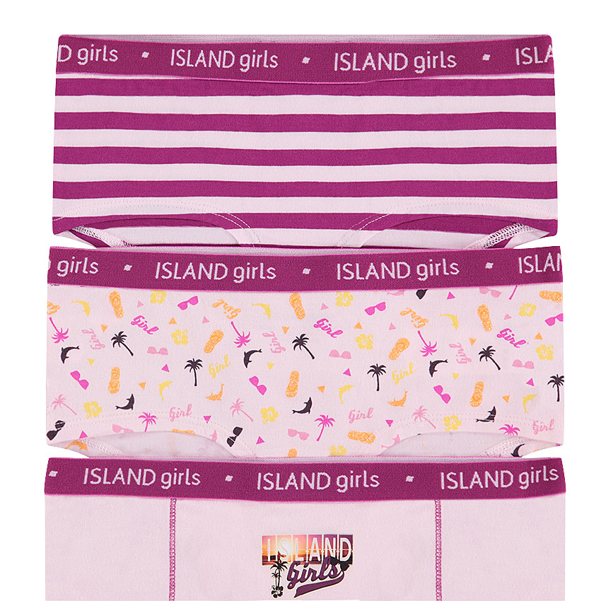 Παιδικά - Σετ 3 βαμβακερά βρακάκια-σορτσάκια με διακοσμητικά μοτίβα 