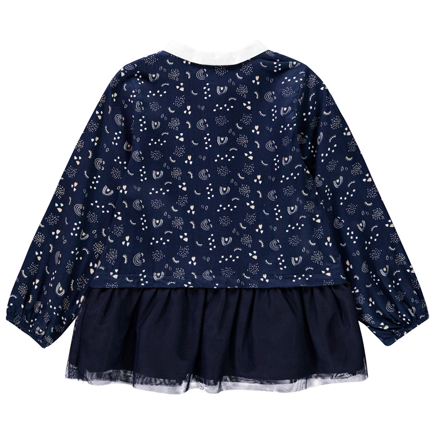 Τουνίκ με σχέδιο μακρυμάνικο effet 2 σε 1 για κορίτσι 