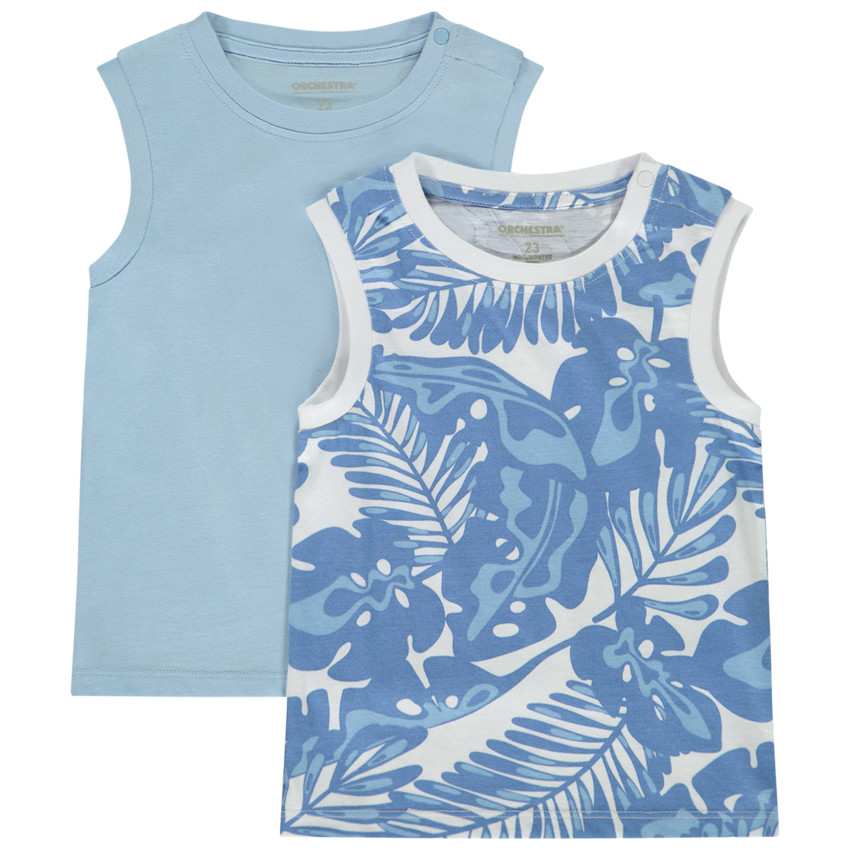 Σετ από 2 φαντεζί αμάνικα μπλουζάκια για μωρό αγόρι 