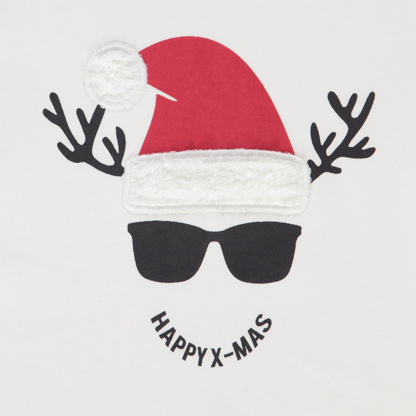 T-shirt manches longues en coton avec visuel ludique Noël Main T-shirt manches longues en coton avec visuel ludique Noël