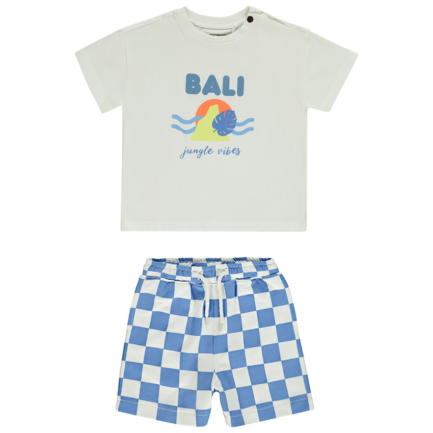 Σετ 2 τεμαχίων με σορτς με σχέδιο damier για bebe αγόρι 