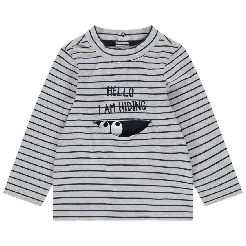 Sous-pull à rayures col cheminée avec poche fantaisie  Additional Sous-pull à rayures col cheminée avec poche fantaisie