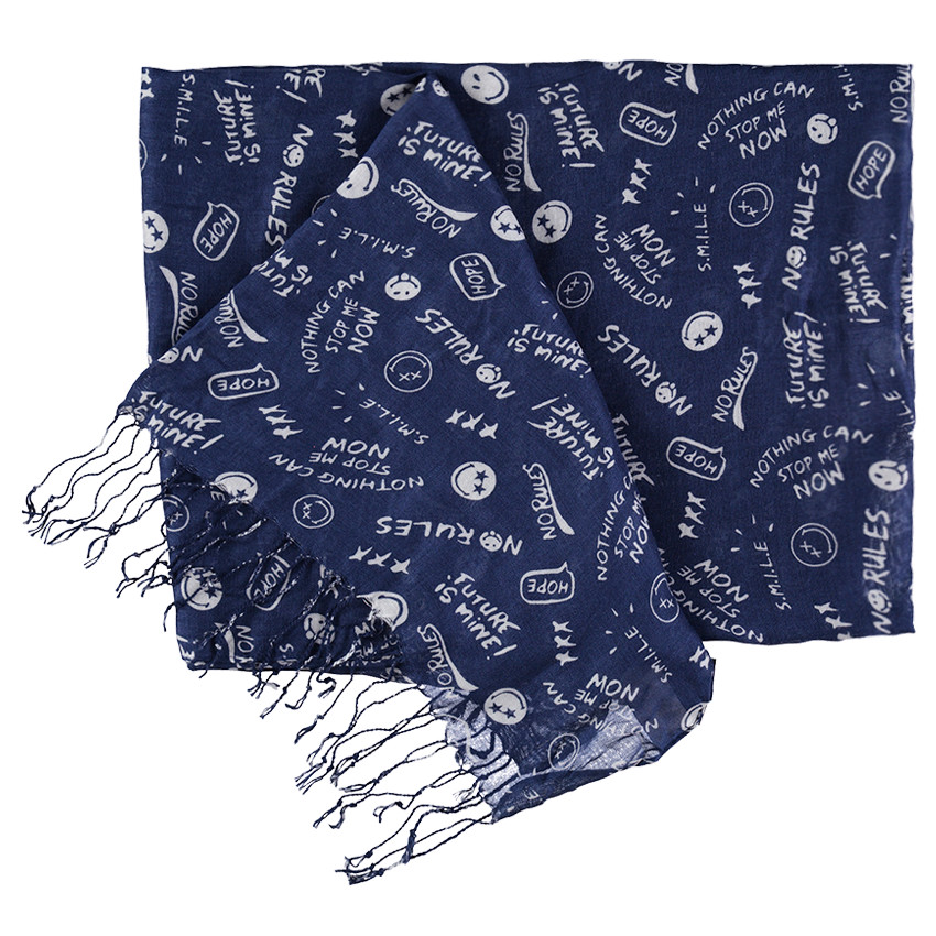 Φουλάρι από βουάλ βισκόζη με εμπριμέ μοτίβο Smiley 