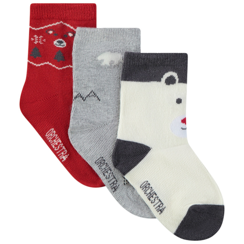 Lot de 3 paires de chaussettes print fantaisie pour bébé garçon 