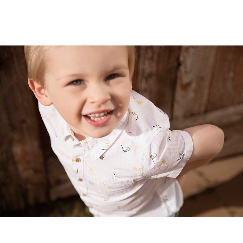 Chemise manches courtes imprimé masques/palmiers pour bébé garçon 