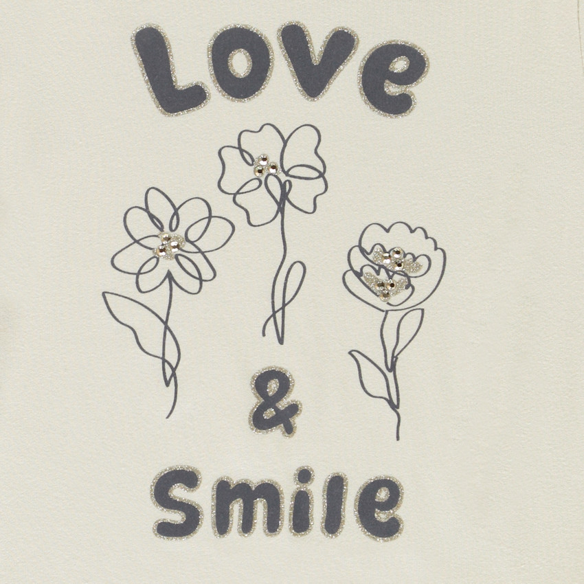 Πλεκτό με ψηλό λαιμό και σχέδιο λουλουδιών με στρας για κορίτσι 