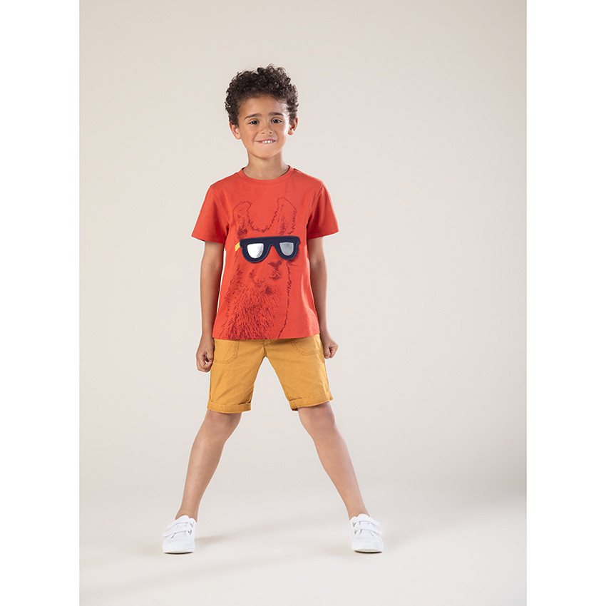 T-shirt κοντομάνικο σχέδιο λάμα με φαντεζί γυαλιά 