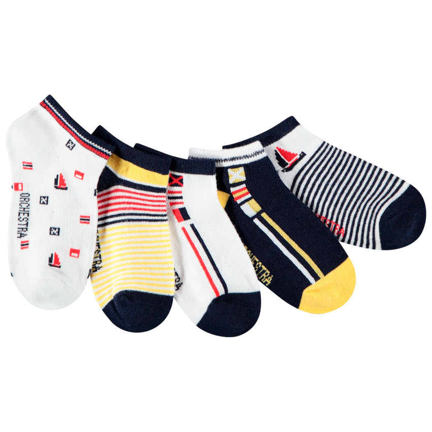 Σετ από 5 ζευγάρια κάλτσες κοντές ασορτί Θέμα marin για αγόρι 