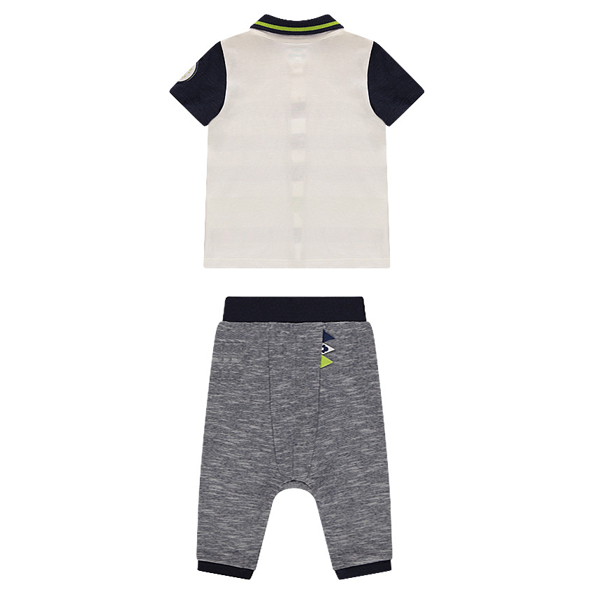 Σύνολο με ριγέ πόλο και ζέρσεϊ παντελόνι με μπαλώματα Mickey της Disney 