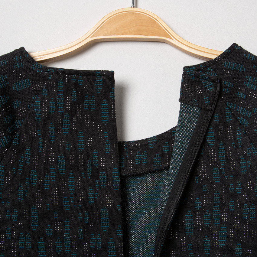 Junior - Robe manches courtes avec motif jacquard all-over  