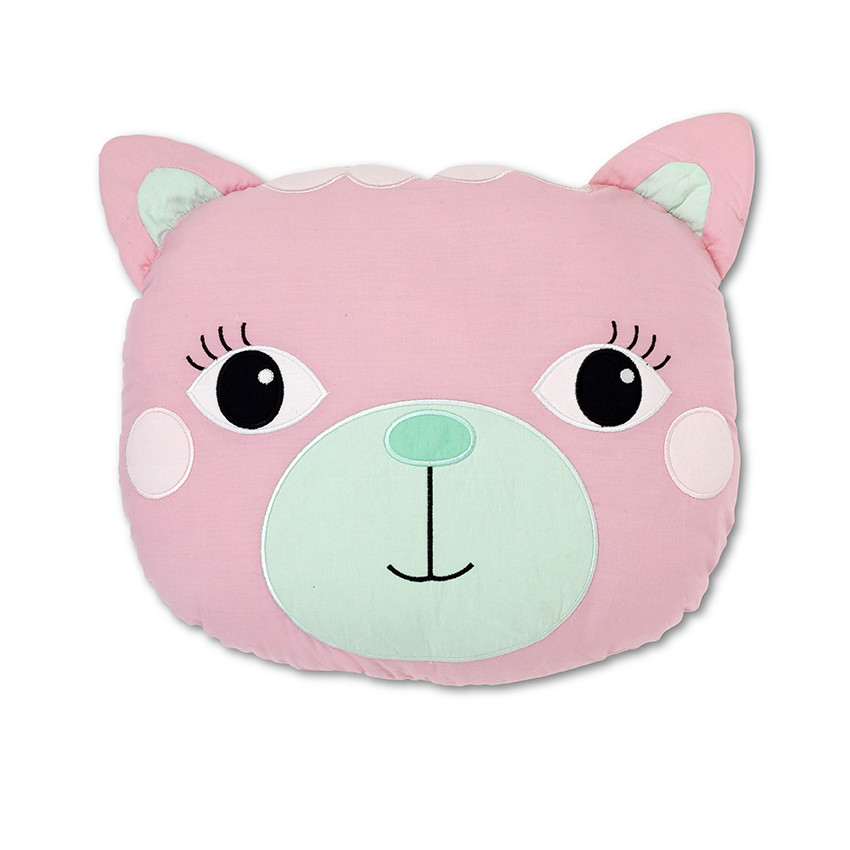 Coussin en popeline de coton forme chat 
