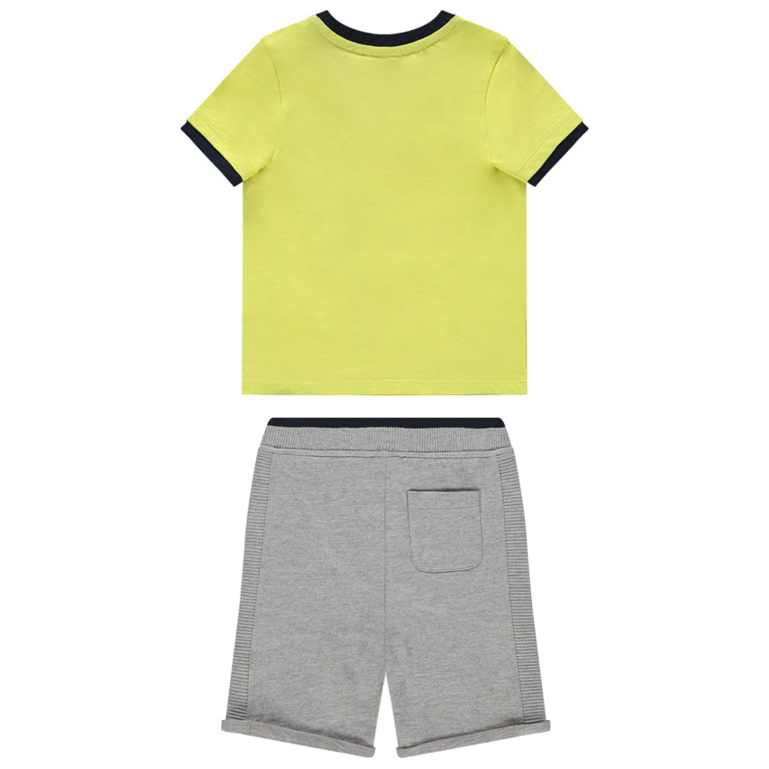 Σετ t-shirt και βερμούδα σχέδιο και κεντημένο μήνυμα 