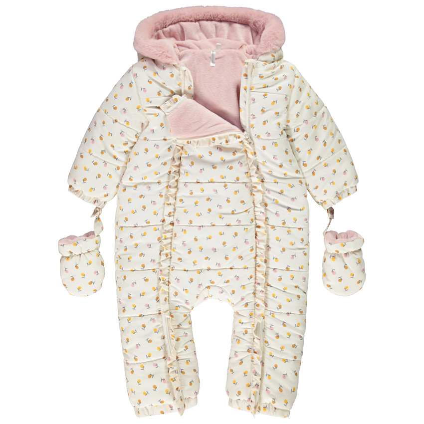 Ολόσωμη φόρμα με σχέδιο clémentines και επένδυση sherpa για bebe κορίτσι 