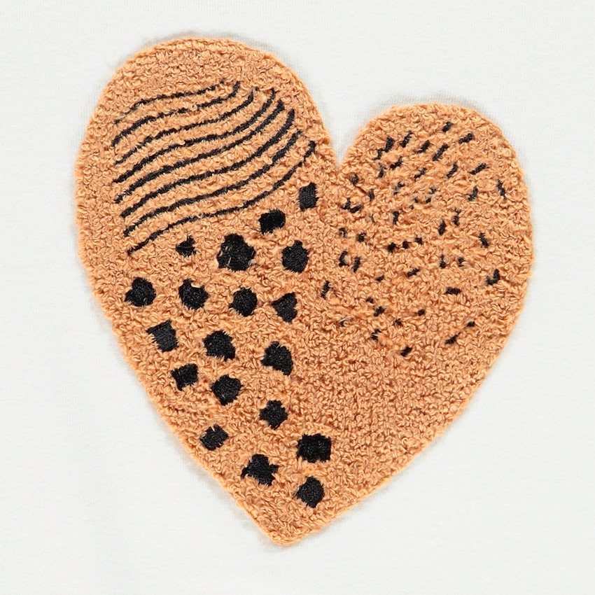 T-shirt κοντομάνικο με καρδιά sherpa για κορίτσι 