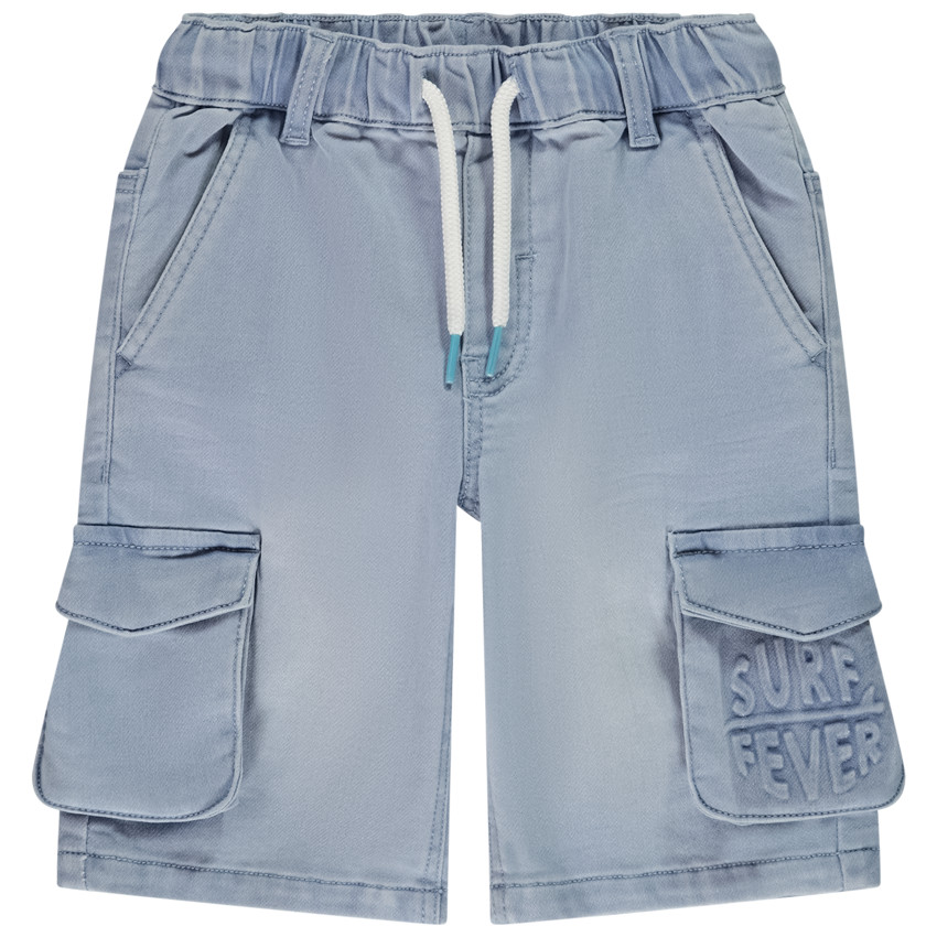 Βερμούδα σε εφέ denim με φουσκωτές τσέπες και φαντεζί ανάγλυφο για αγόρι 