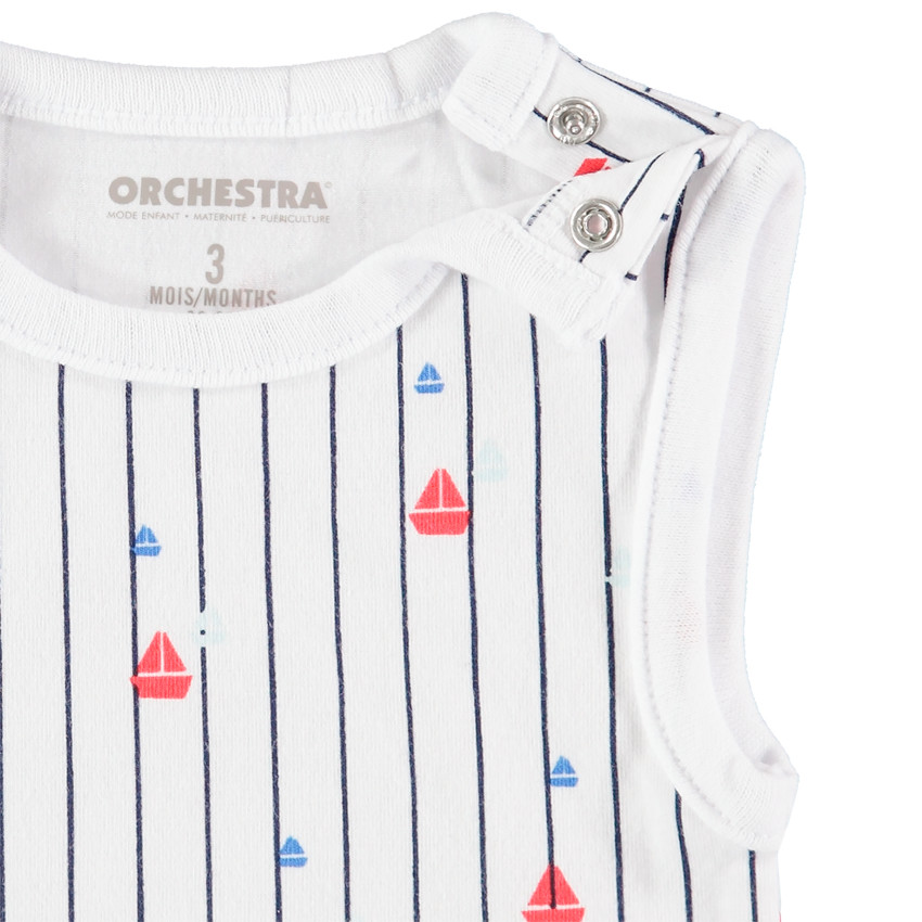 Σετ 5 βρεφικών φορμακιών χωρίς μανίκια από οργανικό βαμβάκι με θαλάσσια σχέδια 