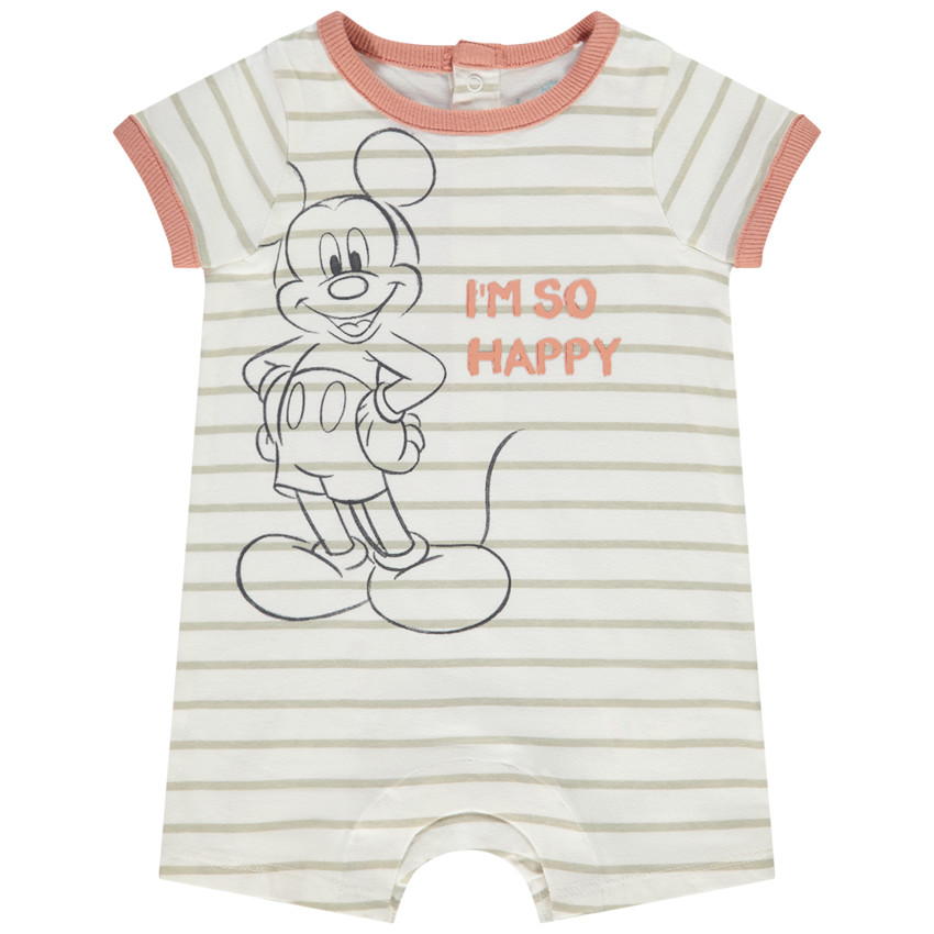 Κοντή ολόσωμη φόρμα ριγέ print Mickey Disney για bebe αγόρι 