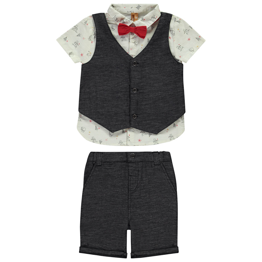 Γιορτινό σετ 4 τμχ. με φιόγκο για bebe αγόρι 