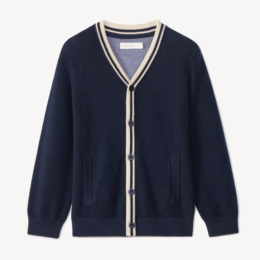 Πλεκτό γιλέκο μονόχρωμο με φινίρισμα ριπ για αγόρι 