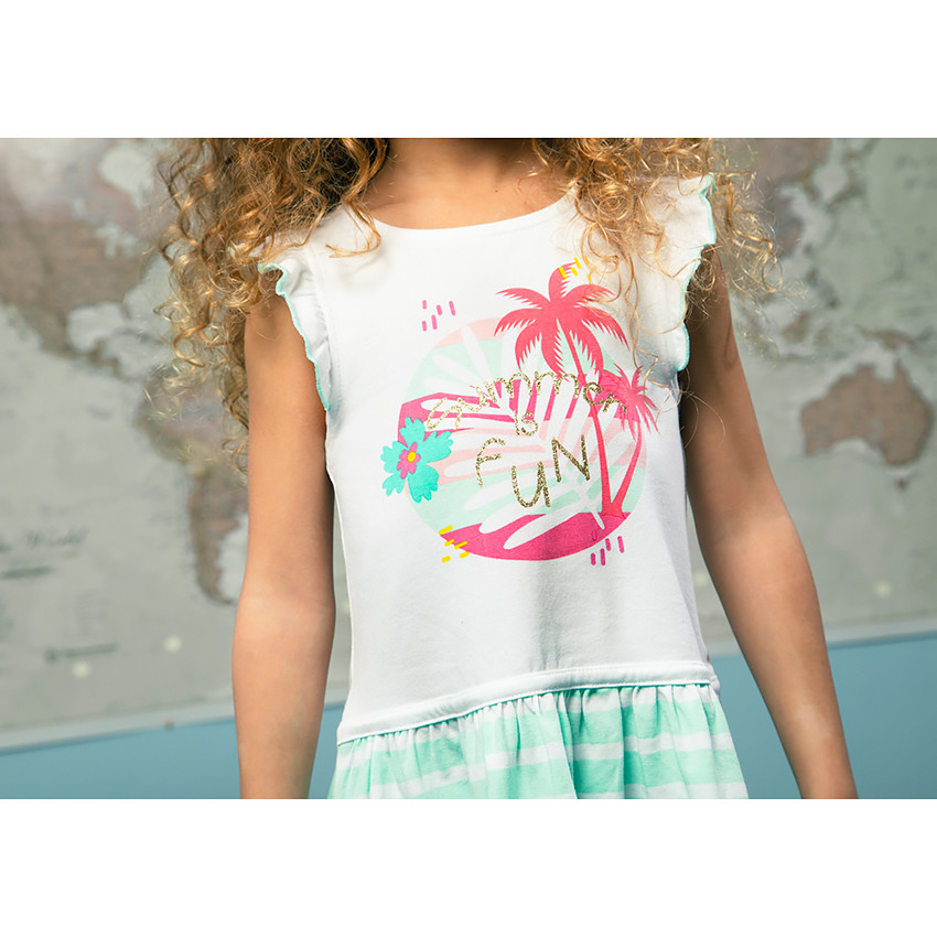 Robe de plage manches courtes volantées pour fille 